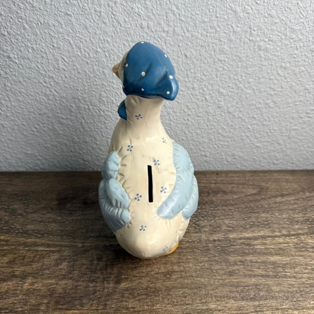 Vintage Country Goose Coin Bank Blue Bonnet Farmhouse Cottagecore Decor 8" - Picture 2 of 11